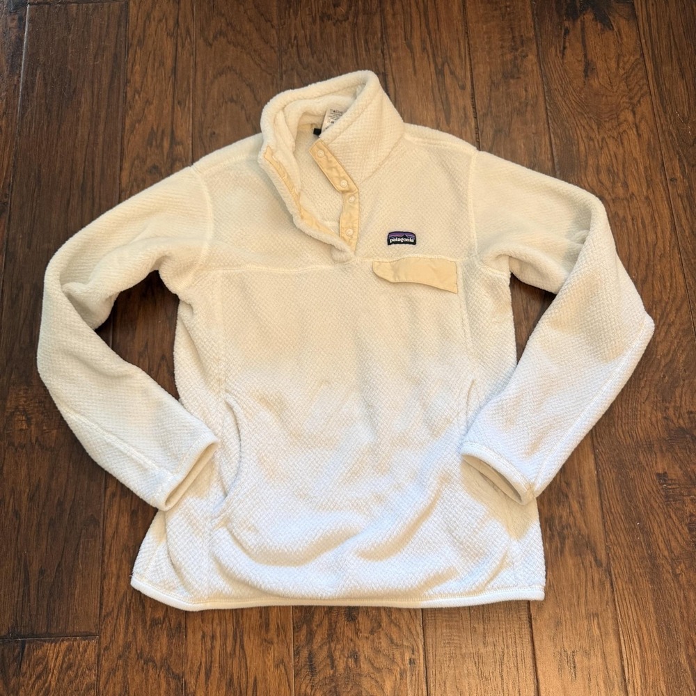 Patagonia Fleece Pullover Womens Medium White Polartec Thermal Pro Snap Jacket